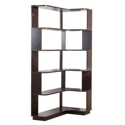 Ox Blood - Red 90Cm L-Shaped Freestanding Corner Bookshelf With Anti Tip Safety, Storage Cabinet For Living Room - Ox Blood Red