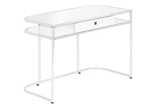 Escritorio para computadora de oficina en casa, con cajones, moderno y contemporáneo, color blanco.