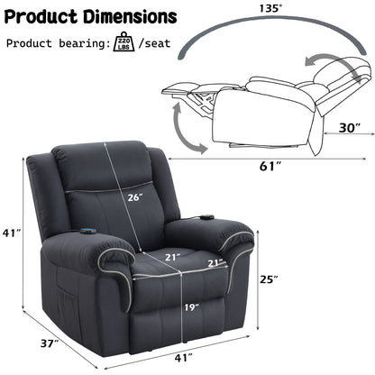 Domana - Sillón reclinable eléctrico Nirion de microfibra pulida con calefacción y elevación - Azul oscuro