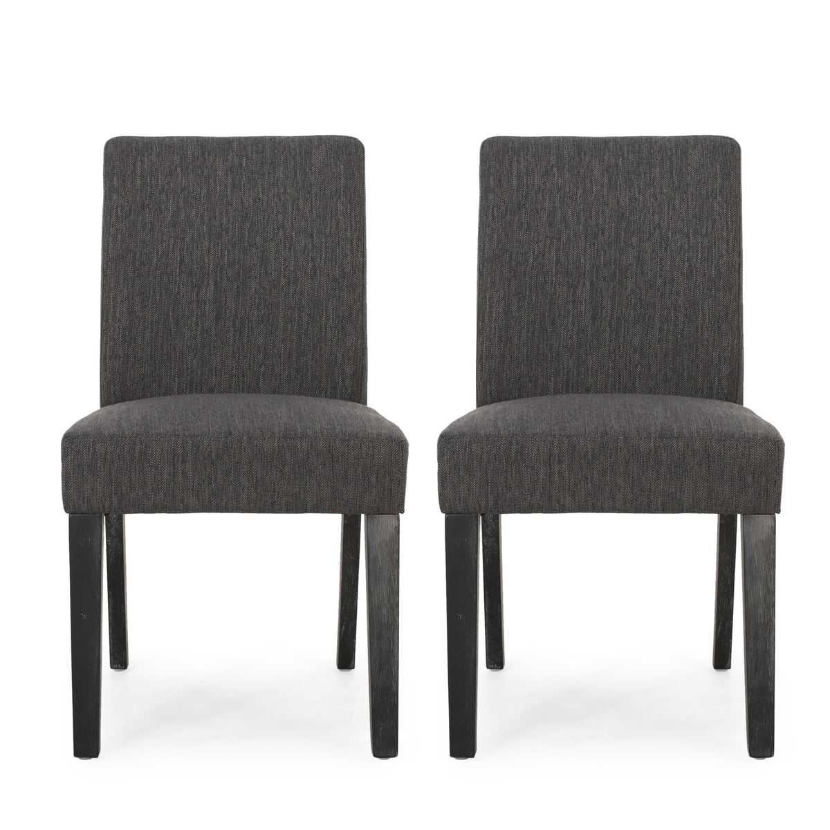 Contemporary Fabric Dining Chair With Upholstered Seating And Tapered Legs - Charcoal