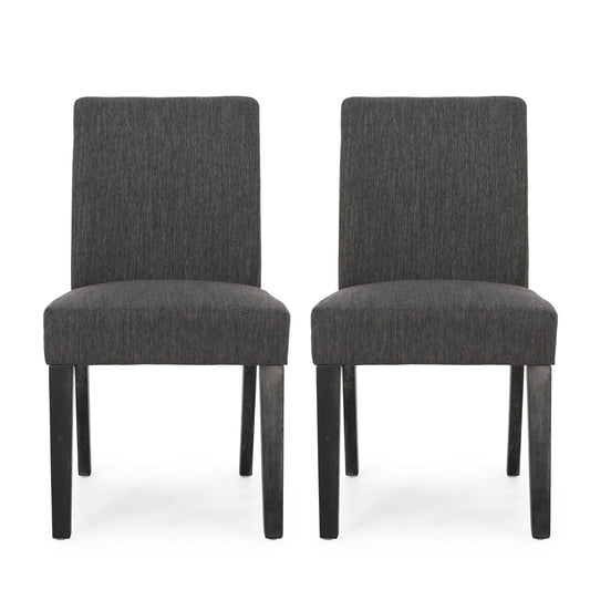 Contemporary Fabric Dining Chair With Upholstered Seating And Tapered Legs - Charcoal