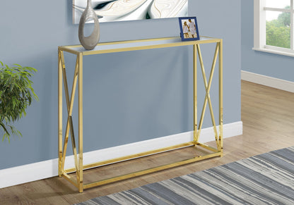 Consola decorativa para entrada, contemporánea y moderna, dorada