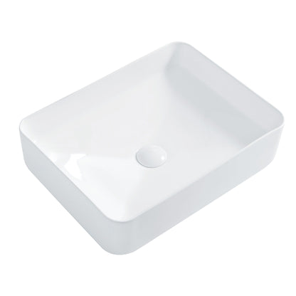Rectangular Vessel Sink, Countertop Vanity Basin - White