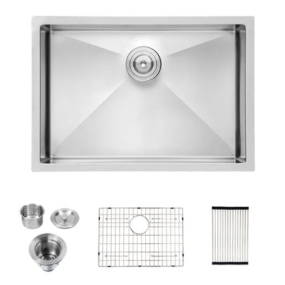 Modern Undermount Stainless Steel Kitchen Sink 16 Gauge, Deep Single Bowl