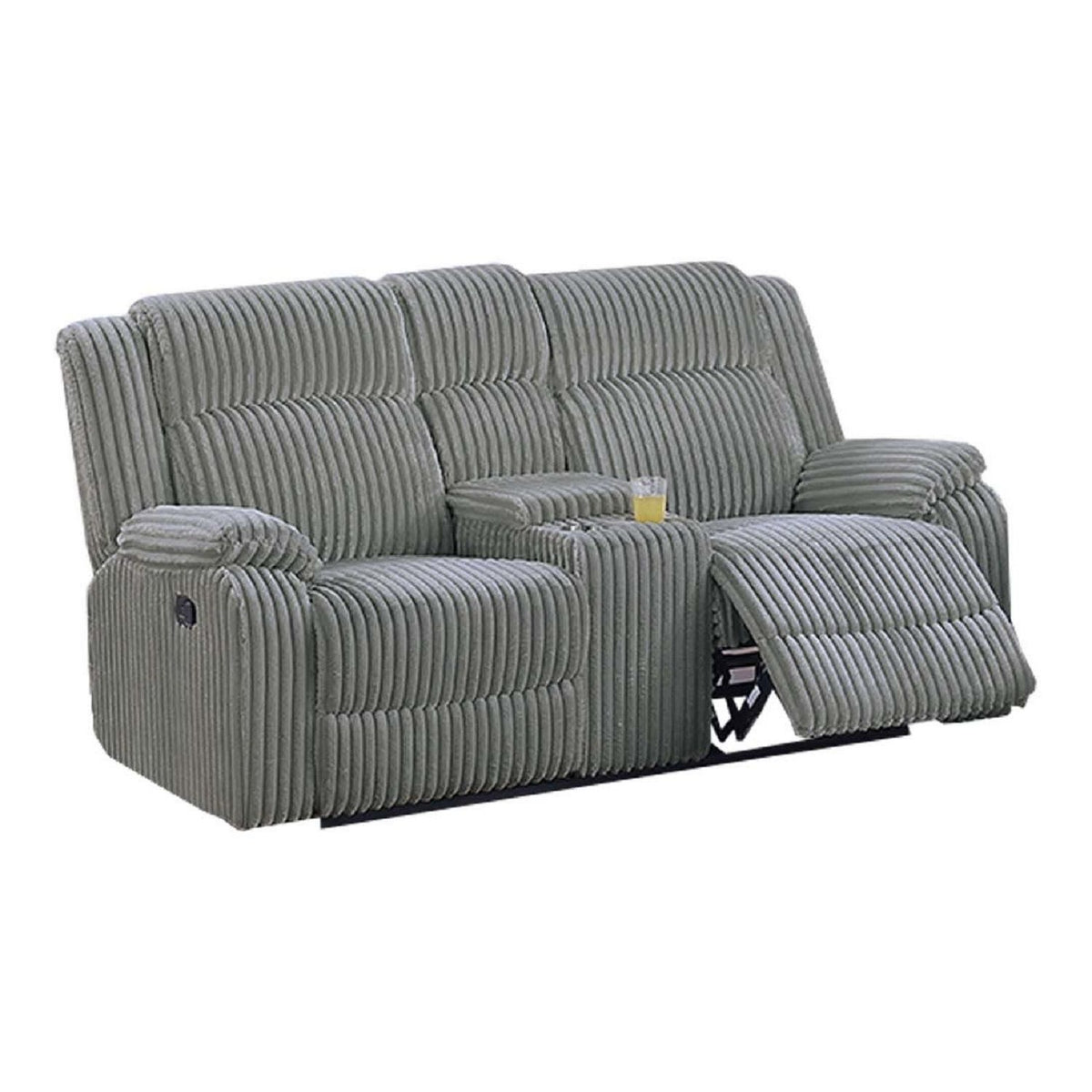 Motion Loveseat With Console Reclining Couch Plush Textured Seat - Smoke