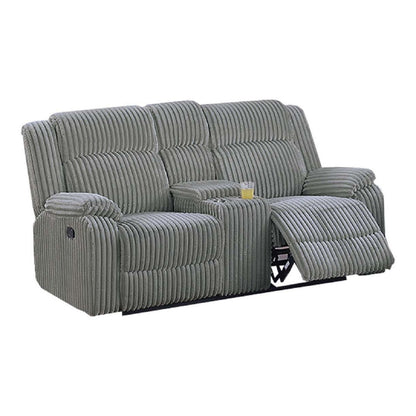 Motion Loveseat With Console Reclining Couch Plush Textured Seat - Smoke