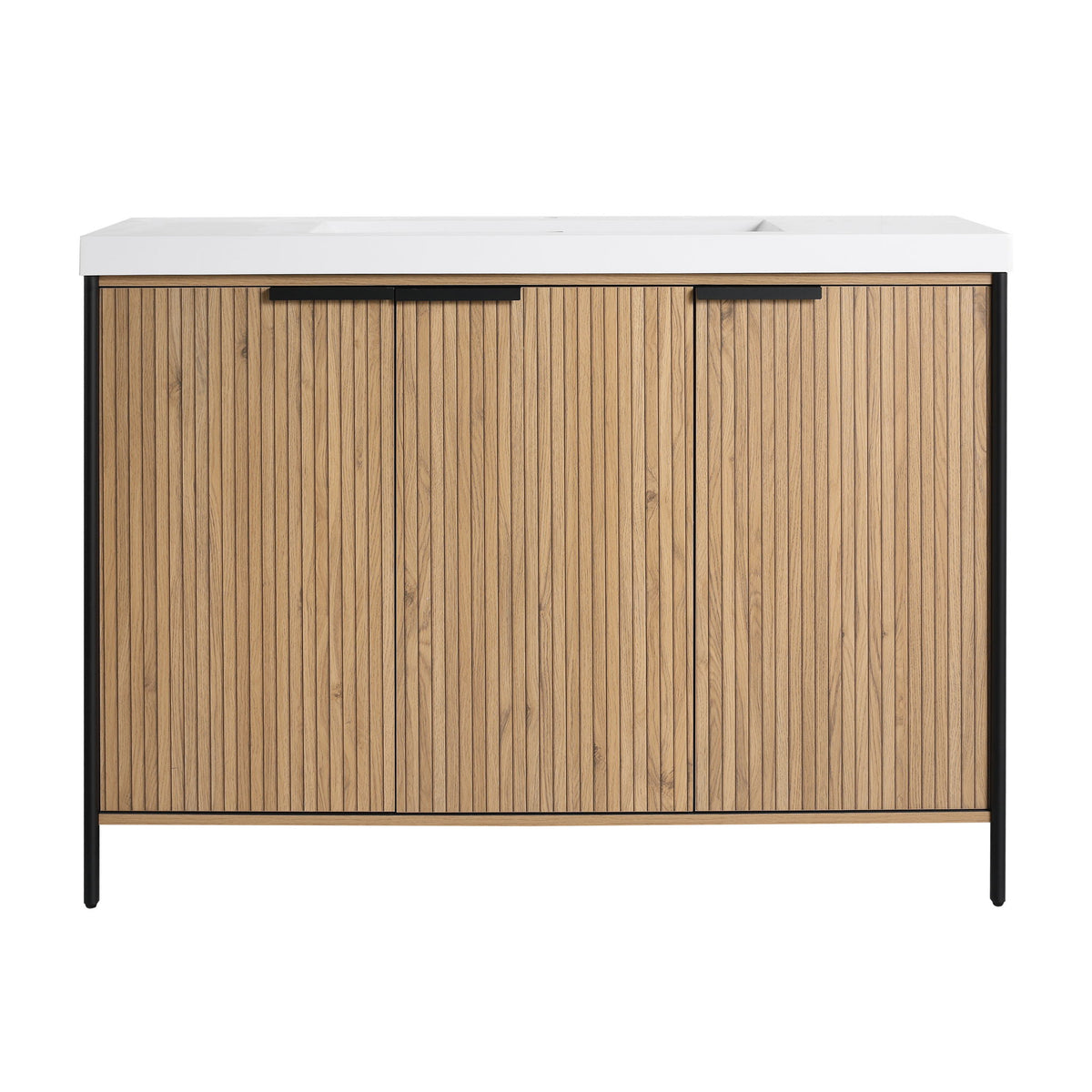 Modern Freestanding Bathroom Vanity With Resin Sink & Soft Close Cabinet Doors