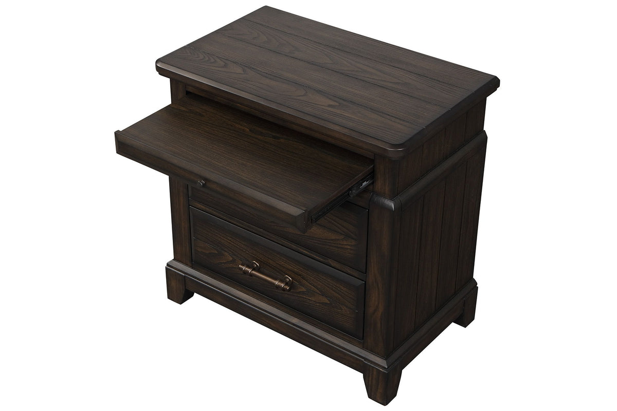 Mesita de noche de 2 cajones de diseño elegante - Caoba