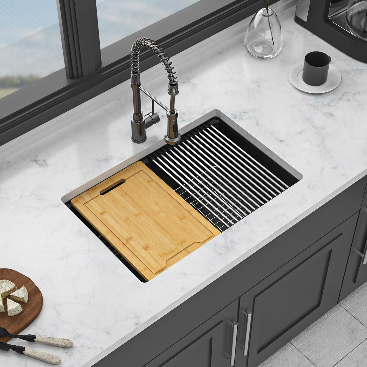 Quartz Kitchen Sink, Granite Composite Workstation Undermount