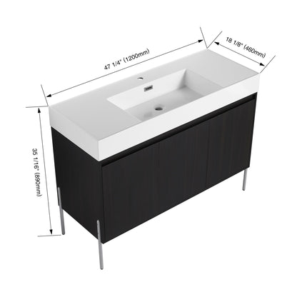 Freestanding Bathroom Vanity With Resin Sink And Storage Cabinet