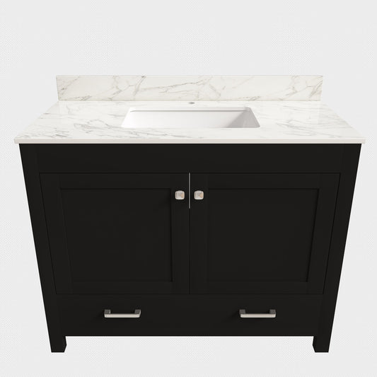 Bathroom Vanity Set, Cabinet With Doors & Drawers, Single Faucet Hole - Black