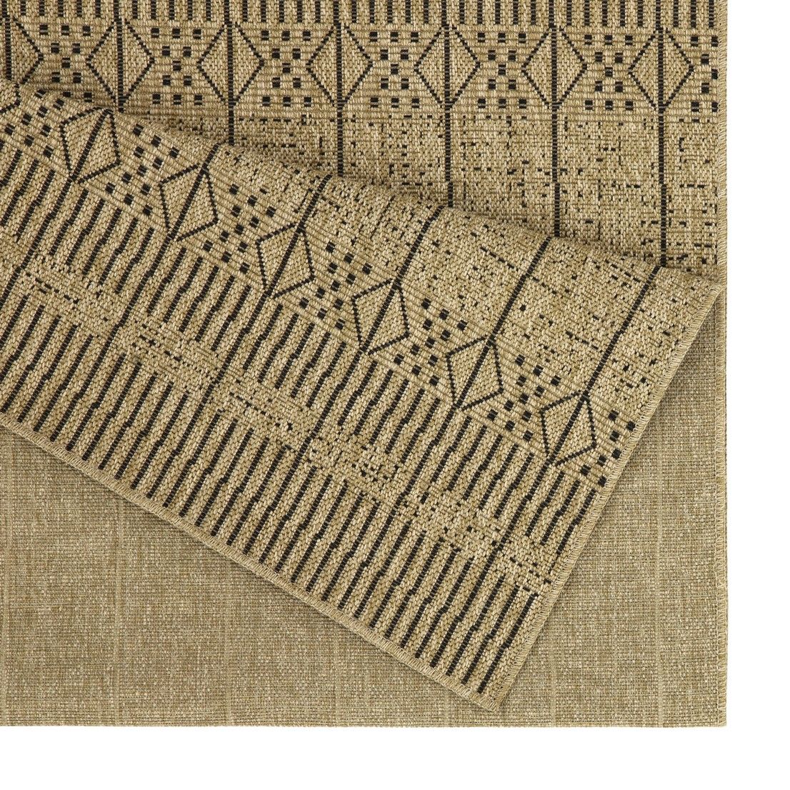 Alfombra Earth de polipropileno, 2,28 m x 3,18 m, para interior y exterior, de yute y color negro.