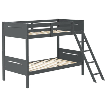 Bunk Bed With Built In Ladder, Safety Guardrails And Angled Access Step