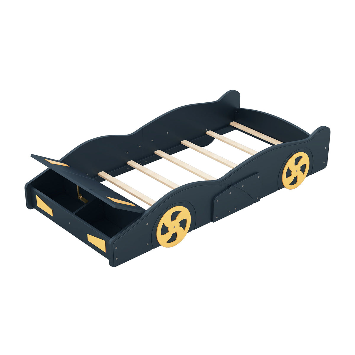 Race Car Shaped Platform Bed With Wheels And Storage