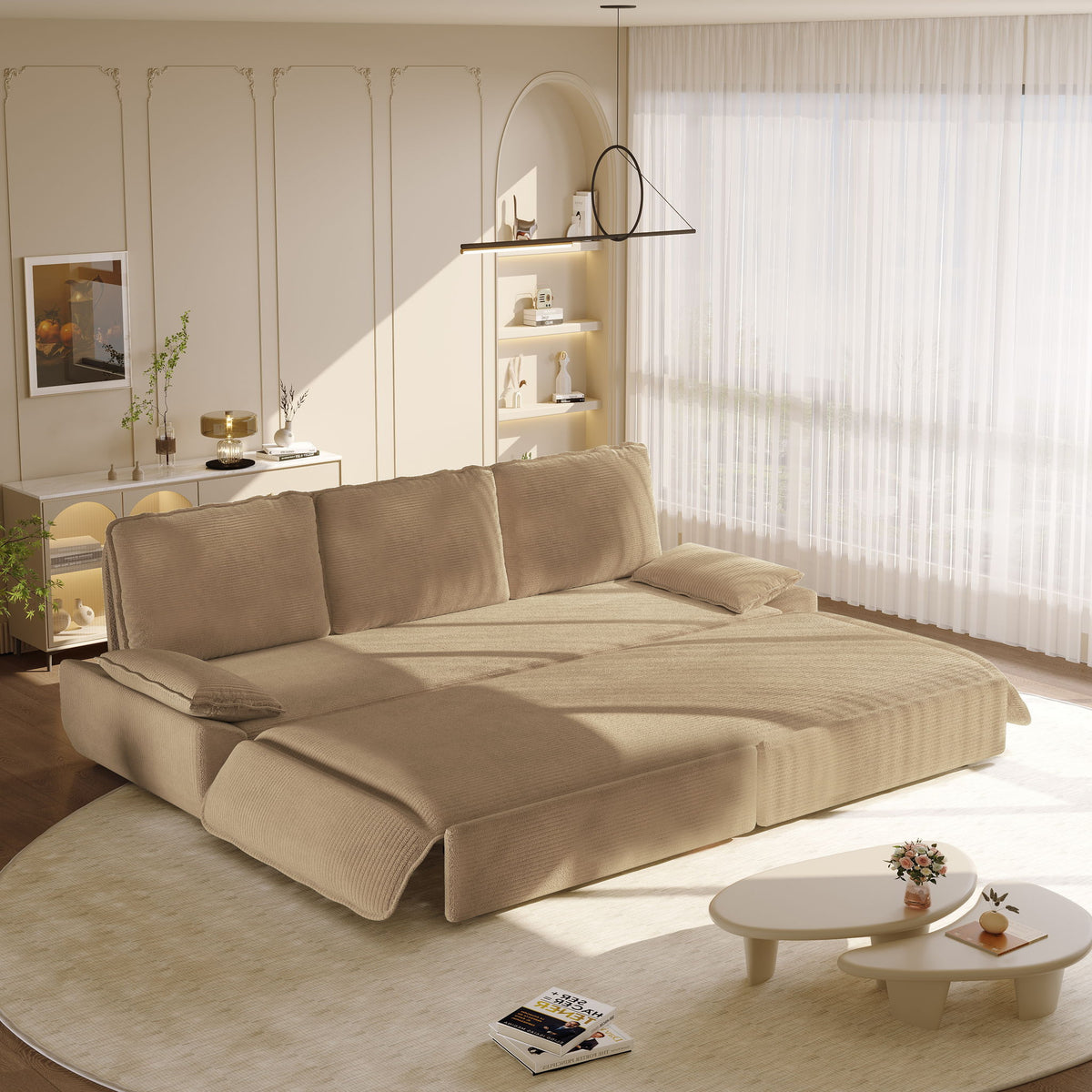 King Size Pull Out Sofa Bed, 3 In 1 Convertible Multifunctional