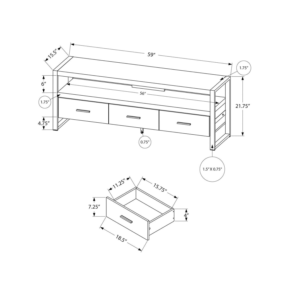 Mueble de TV, consola, centro de entretenimiento multimedia, cajones de almacenamiento, moderno
