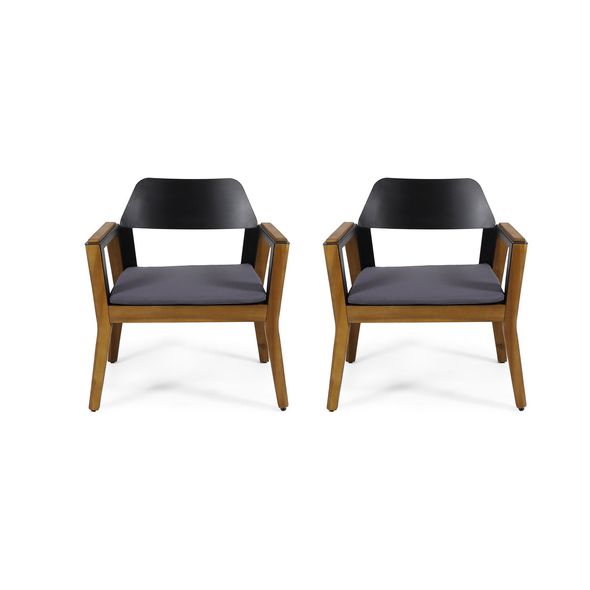 Soho - Transitional Style Outdoor Club Chair (Set of 2) With Cushions - Teak