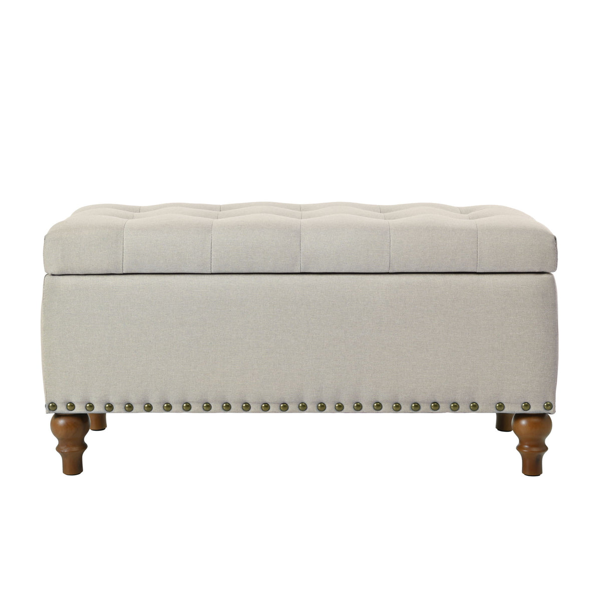 Upholstered Ottoman With Storage And Rivet Trim