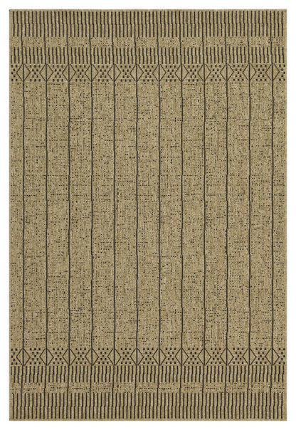 Alfombra Earth de polipropileno, 2,28 m x 3,18 m, para interior y exterior, de yute y color negro.