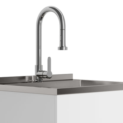 Metro - Mueble de lavandería, grifo y fregadero de acero inoxidable