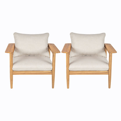 Terassi - Outdoor Lounge Chair (Set of 2) With Cushions - Beige / Light Teak