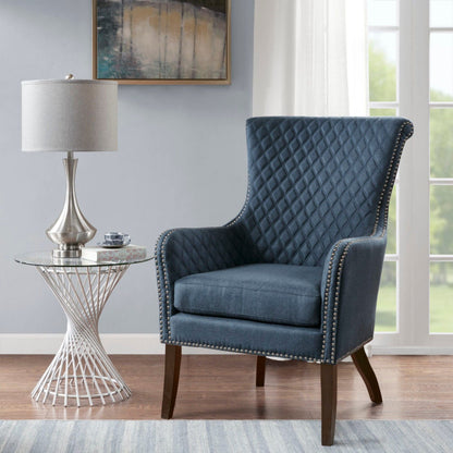 Accent Chair With Quilted Back - Dark Blue