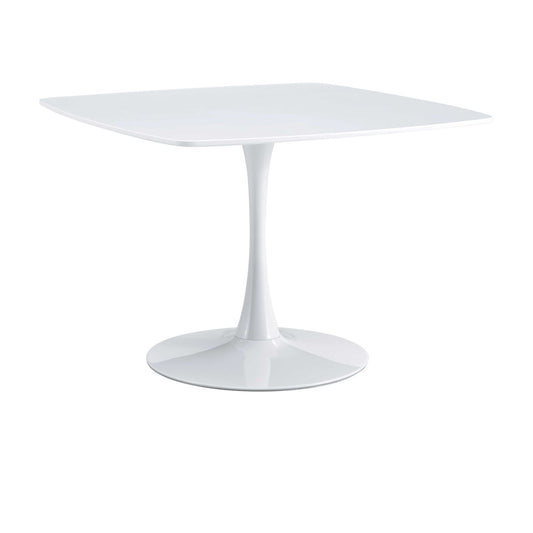 Table Mid-Century Dining Table For 4-6 People With Round MDF Table Top, Pedestal Dining Table, End Table Leisure Coffee Table - White