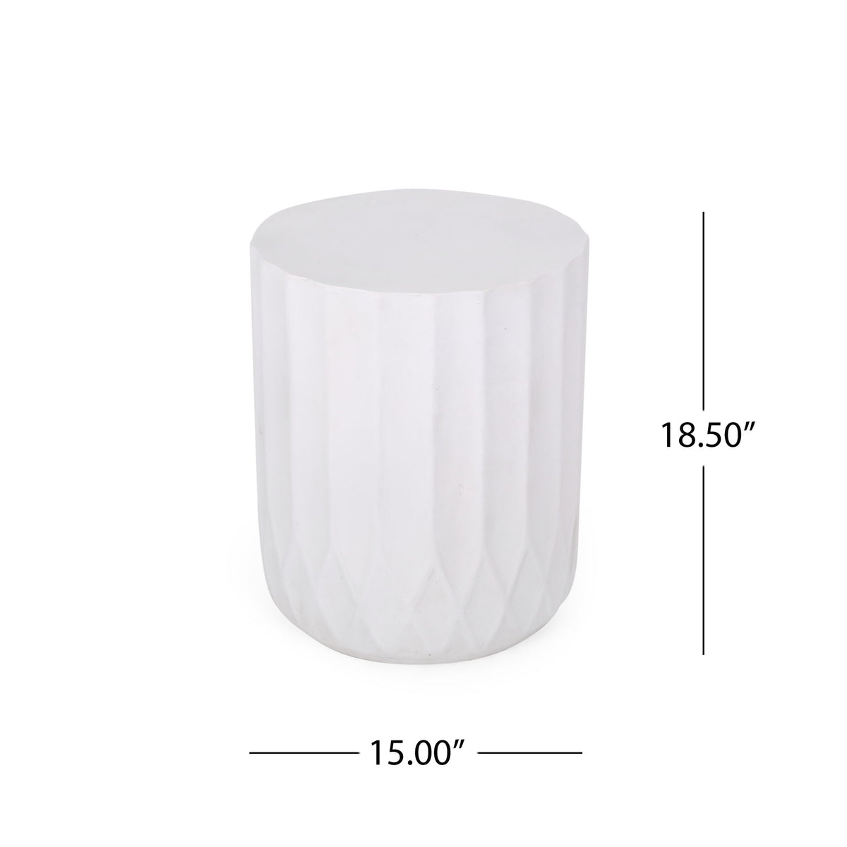 Outdoor End Table With Scallop Edge - Antique White