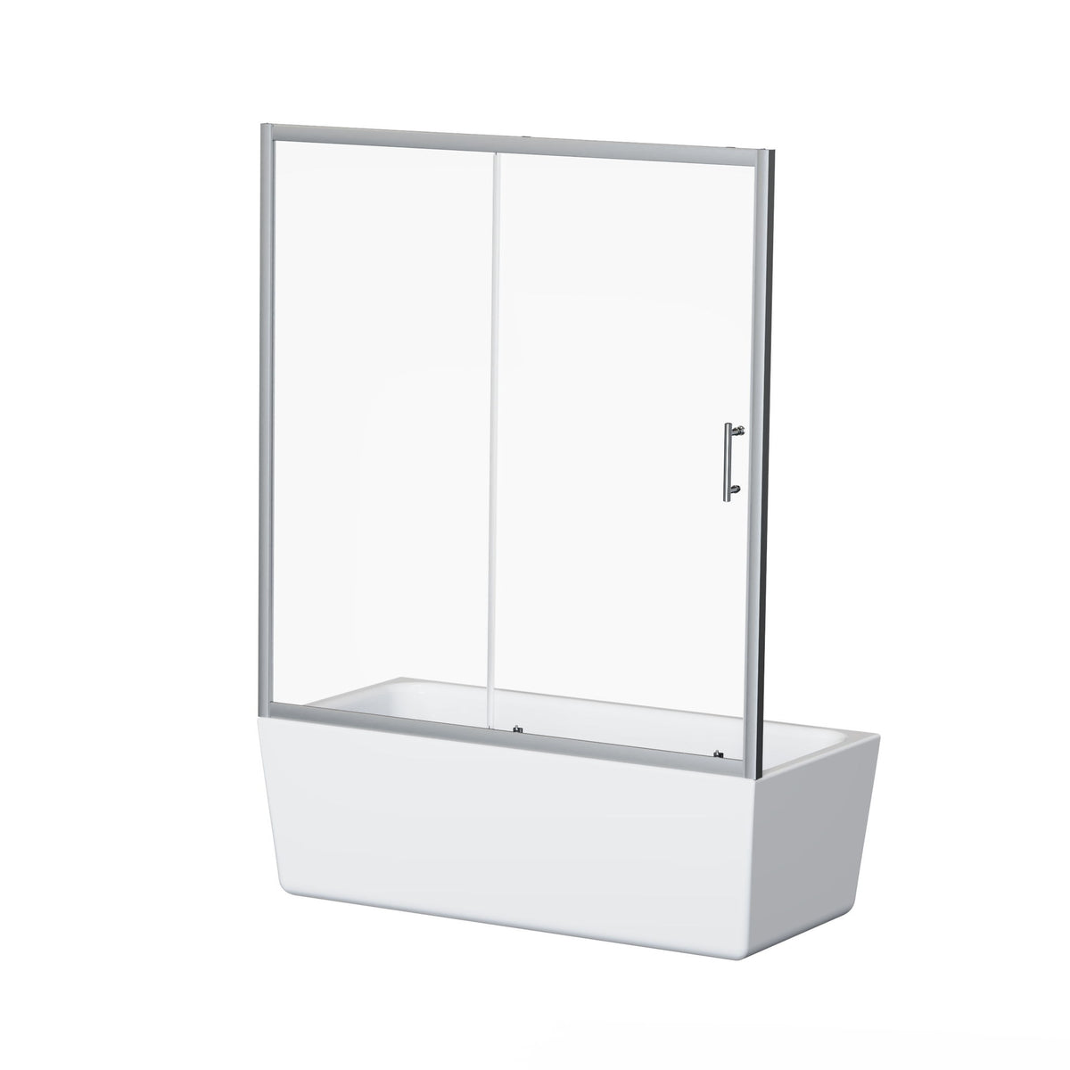 Single Sliding Shower Door For Bathtub With And Handle - Chrome