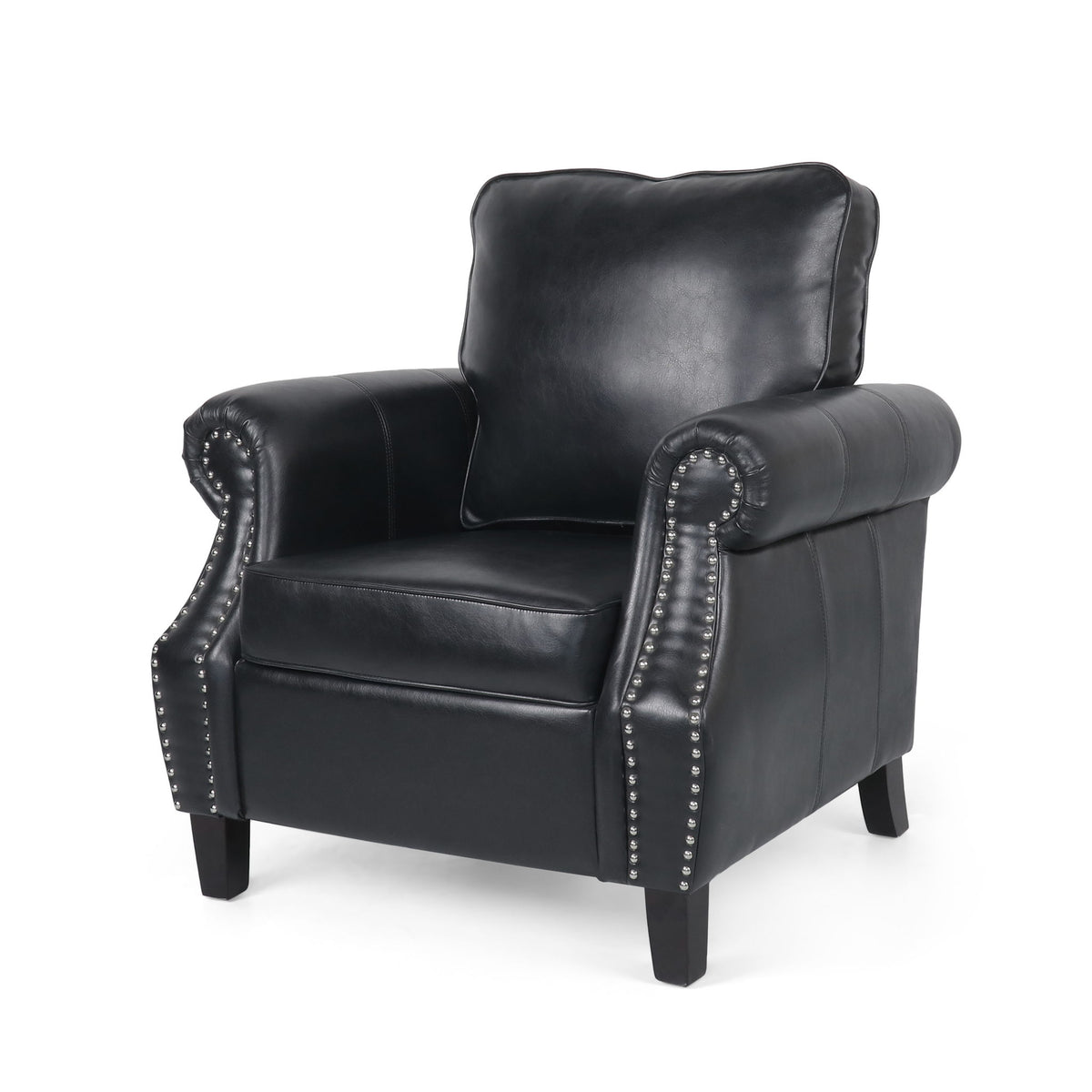 Contemporary Club Chair With Nailhead Trim And Rolled Armrests