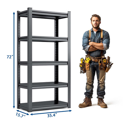 Industrial Heavy Duty Metal Garage Shelving Unit, Adjustable Storage Rack