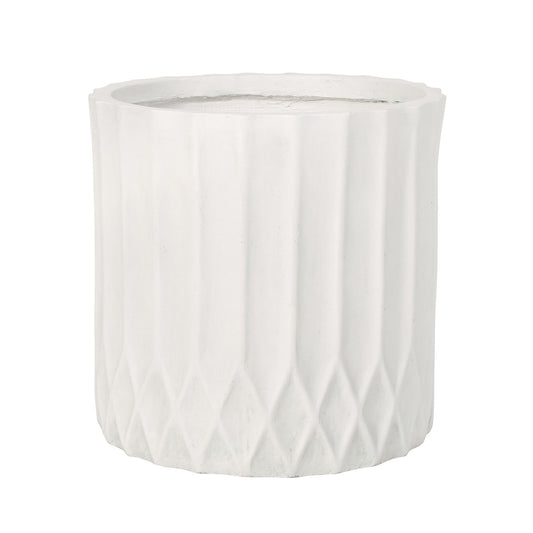 Planter With Subtle Pleated Design - Antique White