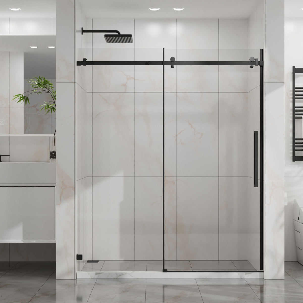 Frameless Tub Sliding Shower Door With Easy Clean Coating