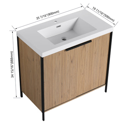 Modern Freestanding Bathroom Vanity With Resin Sink & Soft Close Cabinet Doors
