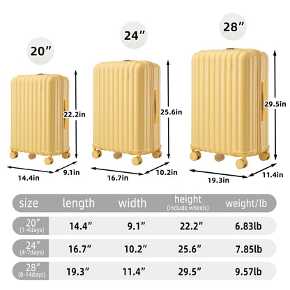 20" / 24" / 28" 3 Pieces / Set Spinner Wheel Luggage, Carry On Suitcase, With Cup Holder & USB Port & Phone Holder