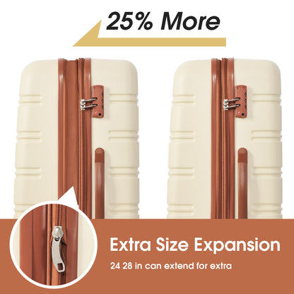 Conjunto de equipaje rígido de 2 piezas + maleta con ruedas y candado TSA ligero de 20"/24"