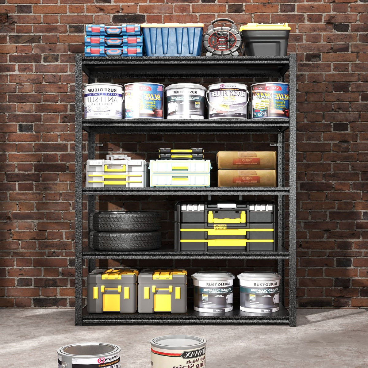 Industrial Heavy Duty Metal Garage Shelving Unit, Adjustable Storage Rack