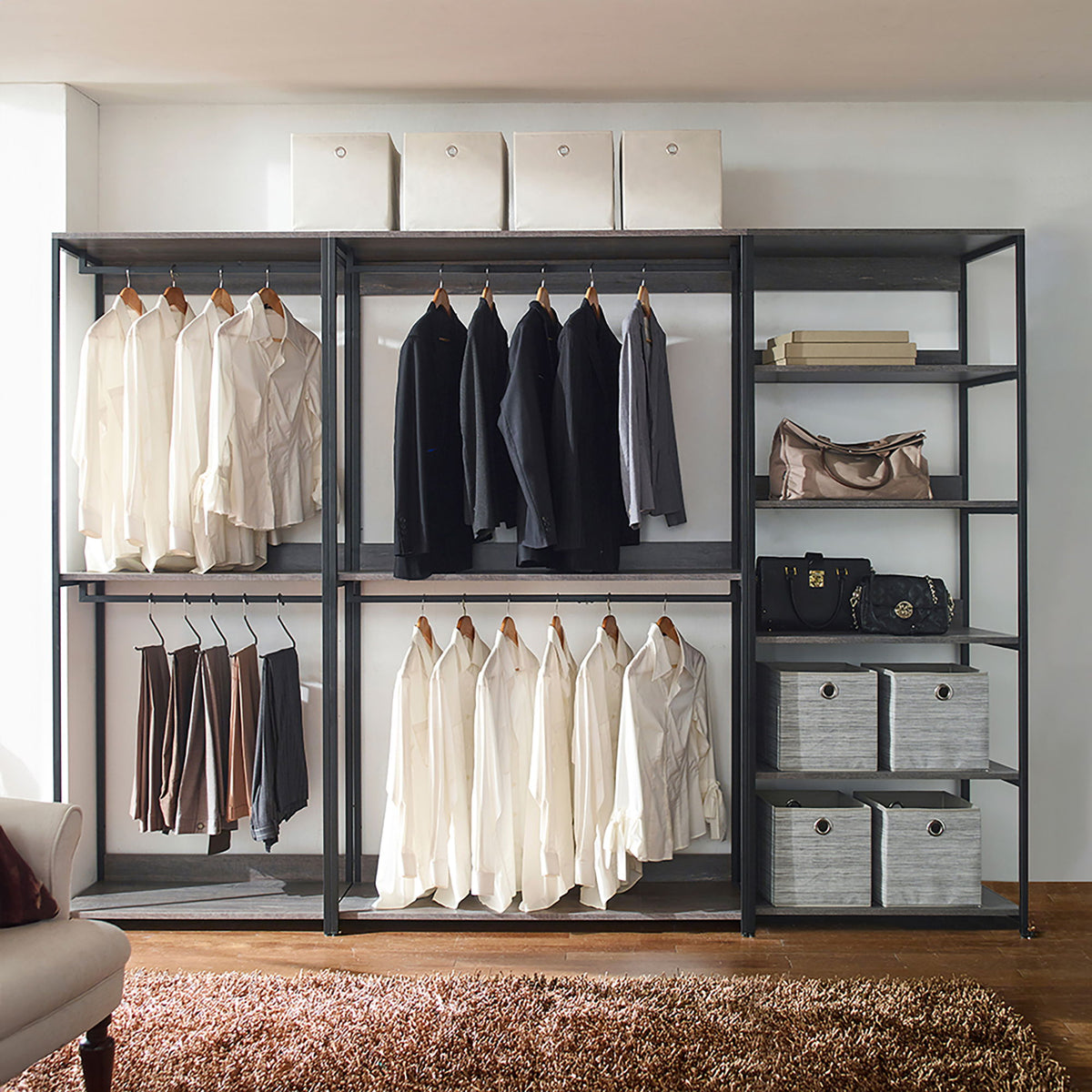 Monica - Walk-In Closet System With Spacious Drawer - Gray