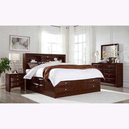 Lucille - 5 Piece Bedroom Set With Storage Drawers And Bookcase Headboard