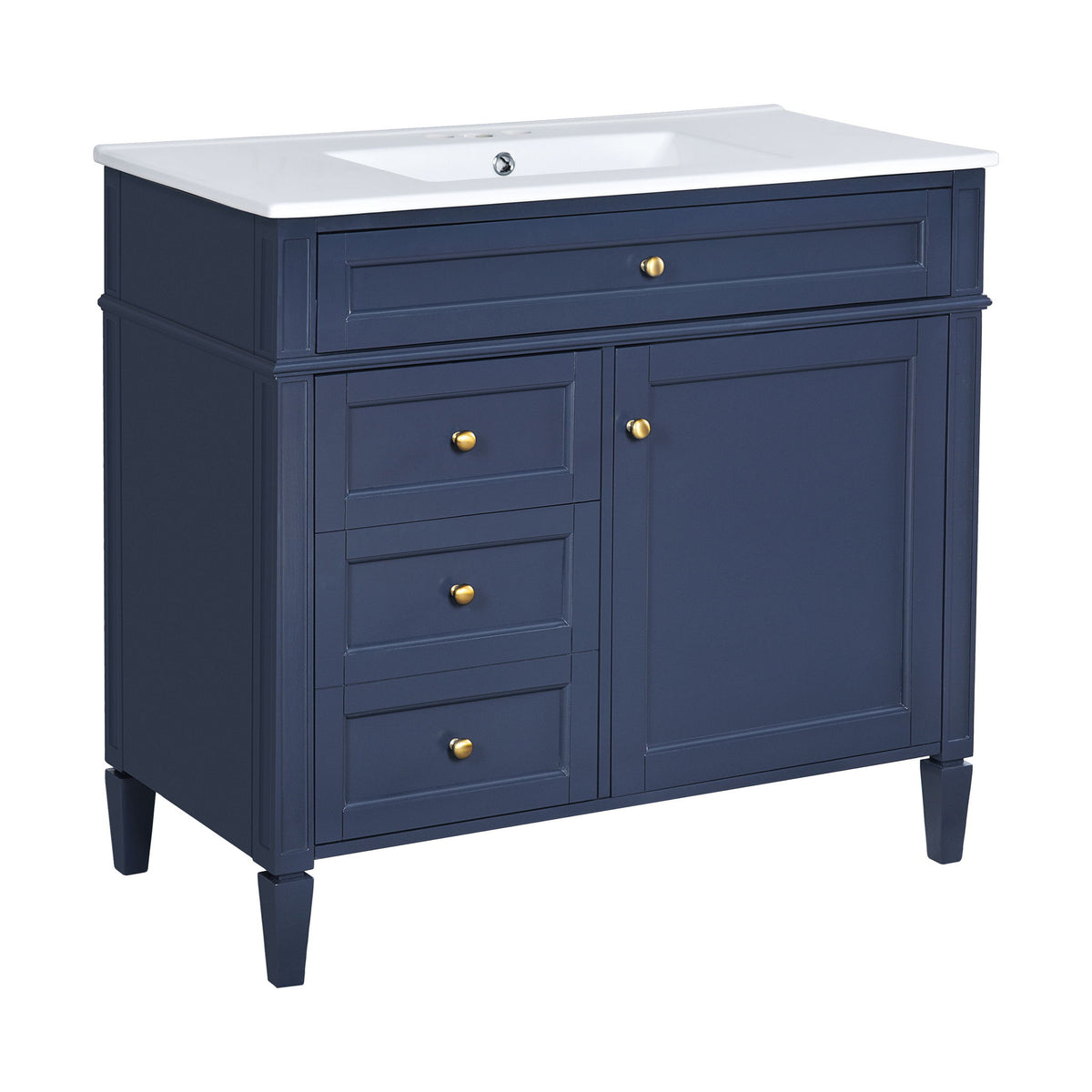 Bathroom Vanity With Top Sink, 2 Drawers And Tip Out Drawer