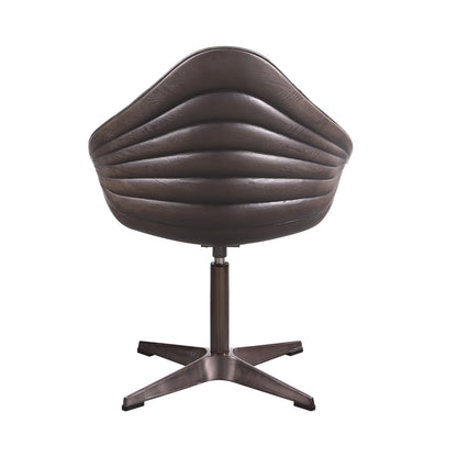 Pipino - Silla decorativa giratoria de cuero flor de primera calidad - Ébano antiguo
