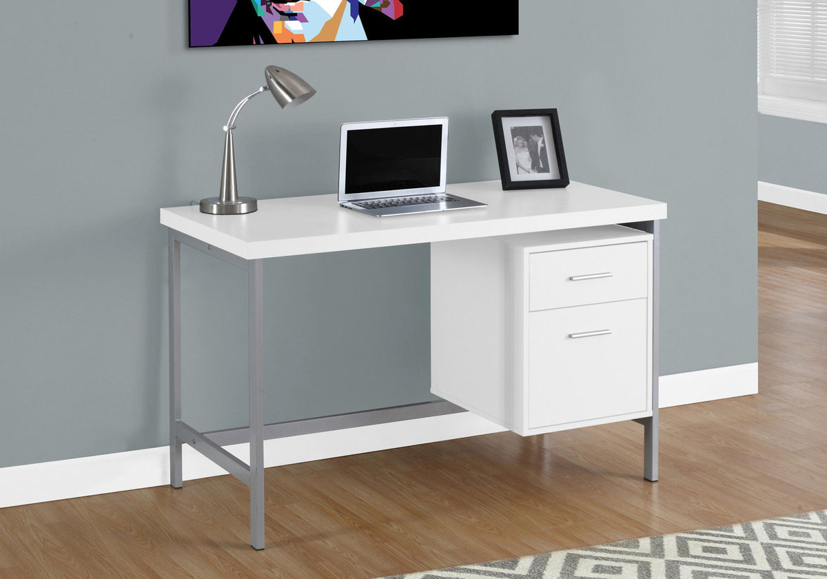 Escritorio de computadora para oficina en casa, configuración izquierda y derecha, cajones de almacenamiento, diseño moderno