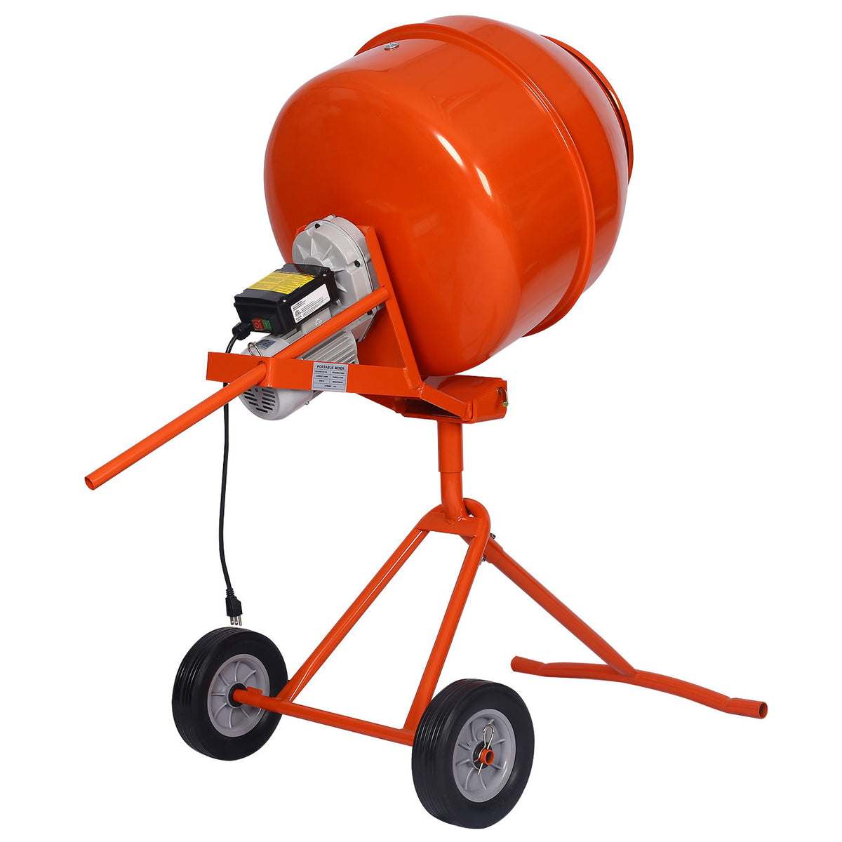Portable Concrete Mixer With Etl Certificated Copper Motor, Electric Cement Mixer, 5.0 Cu. Ft. - Orange