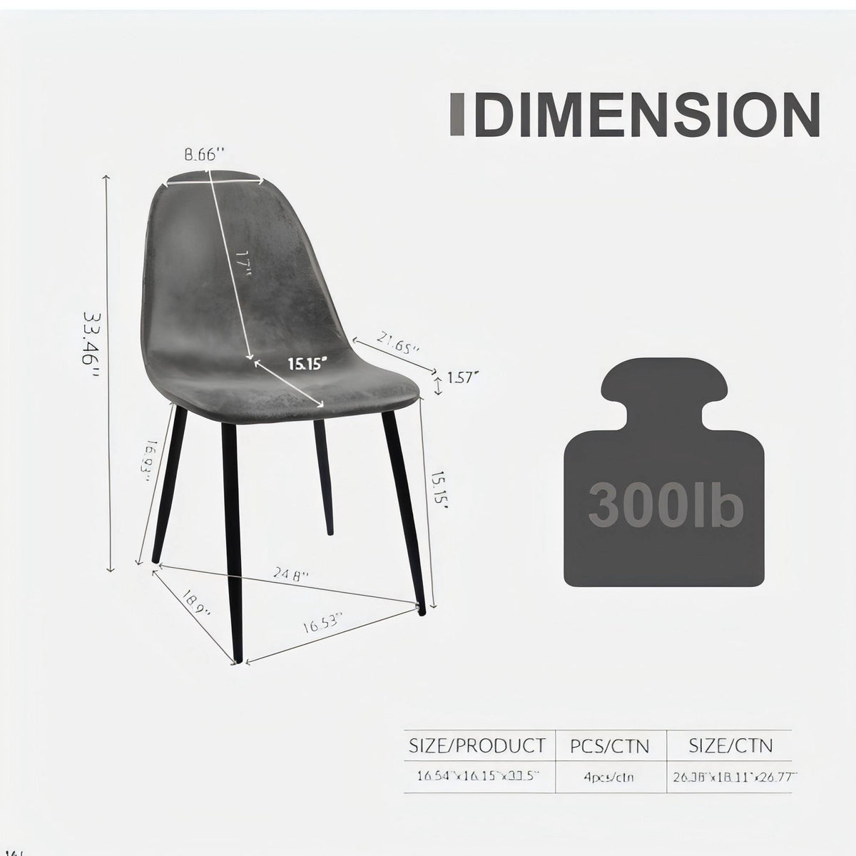 Modern Accent Dining Chairs Upholstered Seat, Metal Legs (Set of 4)