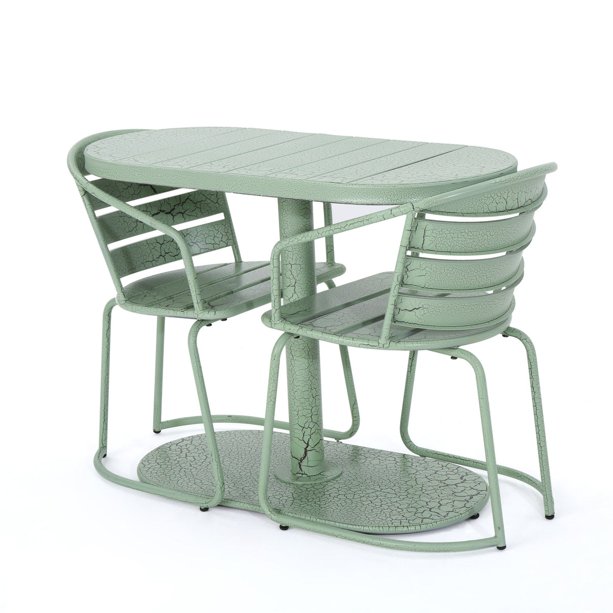 3 Piece Elegant Outdoor Bistro Set With 2 Chairs And Oval Table