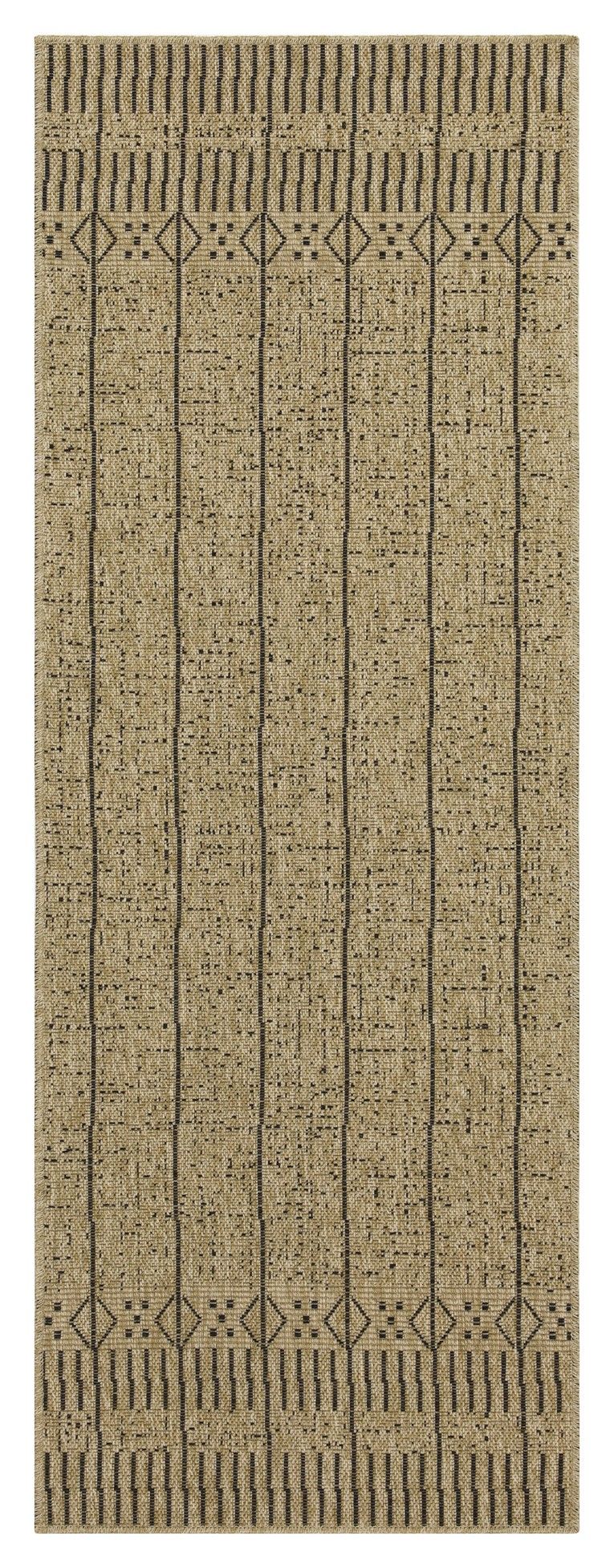 Alfombra Earth de polipropileno, 2,28 m x 3,18 m, para interior y exterior, de yute y color negro.