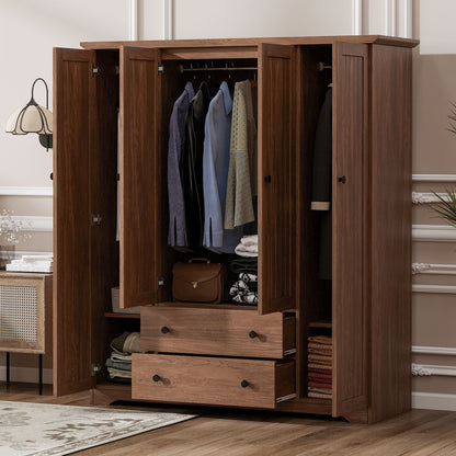 4 Door Wardrobe Armoire With 2 Drawers