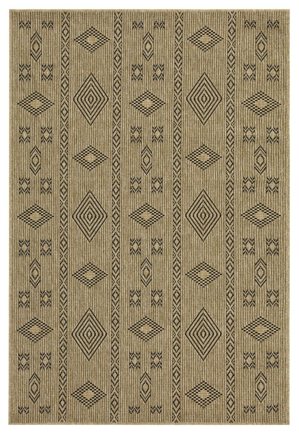 Alfombra Earth para interior y exterior, 2,28 m x 3,18 m, color natural y negro