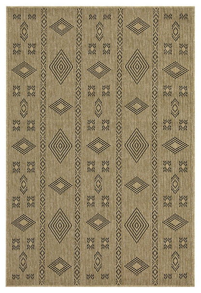 Alfombra Earth para interior y exterior, 2,28 m x 3,18 m, color natural y negro