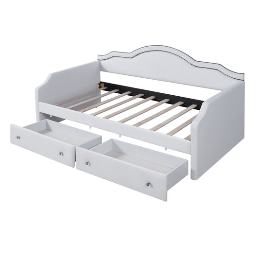 Upholstered Daybed With LED Lights And 2 Drawers